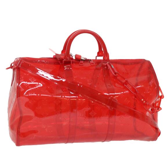 LOUIS VUITTON Monogram Vinyl Keepall Bandouliere 50 Bag Red M41416 - Picture 1 of 16